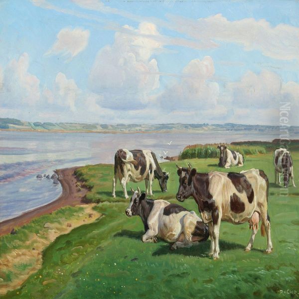 Landscape With Cows By An Inlet - view 1