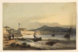 The Praya Grande, Macao, from the south, with St Peter's Fort to the left by George Chinnery