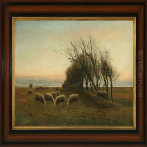 Fall Scenery Withgrazing Sheep by Soren Christiansen