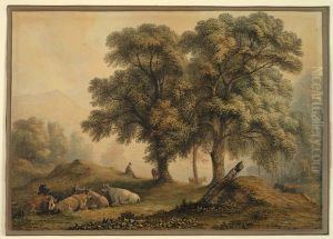 Landscape with Trees and Cattle by John Glover