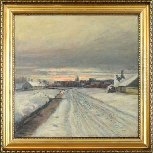 Sunset At A Small Village In The Wintertime