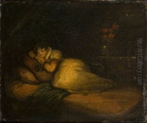 Interior With Woman On A Bed by Daniel Bond