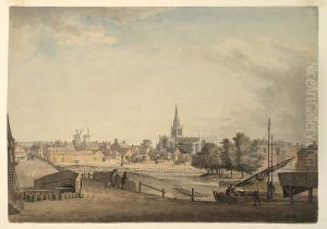 All Saints Church and the River Don, Rotherham, Yorkshire by Samuel Hieronymus Grimm