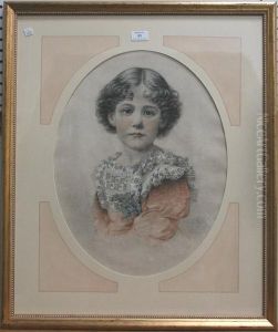 Oval Head And Shoulders Portraits Of Girls by James Elder Christie