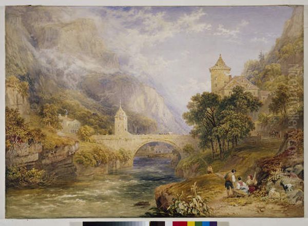 Stone Bridge Over The Rhone St Maurice Switzerland - view 1