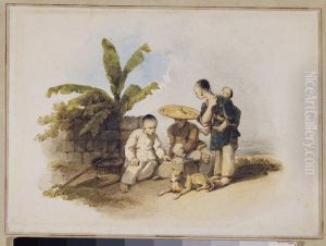 Chinese Scene with figures playing a game Chinese Scene with figures playing a game