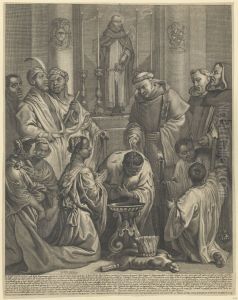 De doop van de keizer en de keizerin van Monomotapa door de Predikheren op 4 augustus 1652 by Coenraed Lauwers