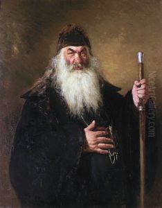Portrait of An Archdeacon by Repin Iliya