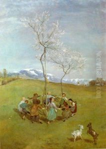 Fruhling im Gebirge / Kinderreigen by Hans Thoma