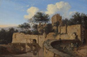 A capriccio view of Arnhem by Jan Van Der Heyden