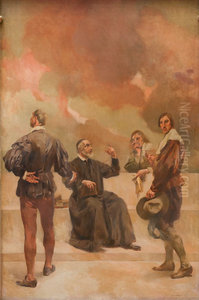 Febo Moniz, Padre Antonio Vieira, D. Luis de Meneses e Joao Pinto Ribeiro by Columbano Bordalo Pinheiro