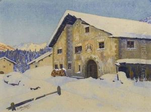 Verschneites Bauernhaus Im Unterengadin. 1912. by Anton Christoffel