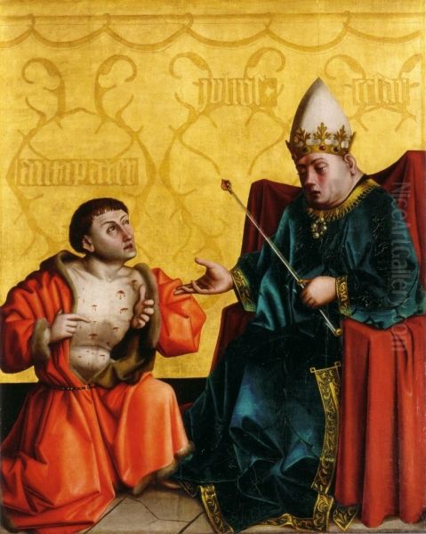 Antipater montrant ses blessures a Jules Cesar, retable duMiroir du salut - view 1