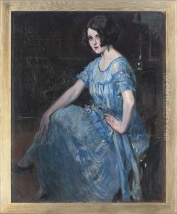 Portrait Of A Lady, Full-length, Seated In A Blue Dress
