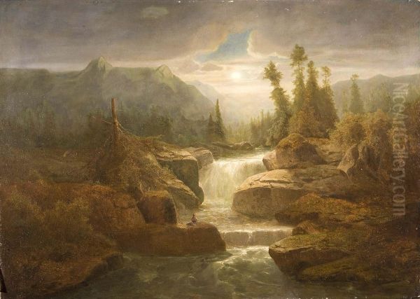 Paesaggio Boscoso Con Cascate - view 1