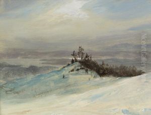 Winter On The Hudson River Near Catskill, New York by Frederic Edwin Church