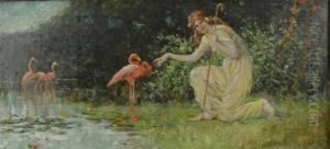 Maiden With Flamingos by Frederick Stuart Church