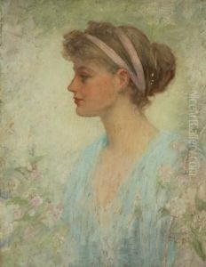 Portrait Of A Young Woman In A Blue Dress