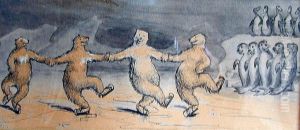 4 Polar Bears Ice Skating by Frederick Stuart Church