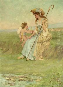 Cupid In Conversation With A Lady-in-waiting by Frederick Stuart Church