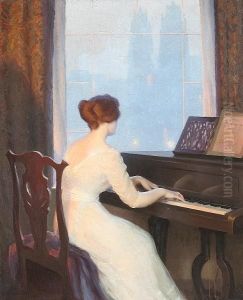 Girl Playing Piano by William Worcester Churchill