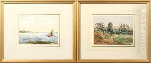 River Scene With Sailing Boat - view 1