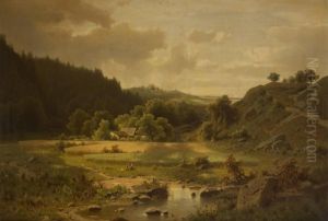Le Repos Au Bord De Lariviere by Adolf Chwala