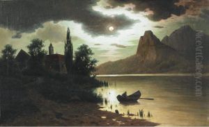 Boatman At Night by Fritz Chwala