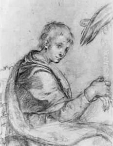 Etude De Jeune Homme Assis Vers La Droite,a Mi-corps by Agostino Ciampelli