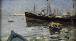 Barche Nel Porto Di Livorno by Cesare Ciani