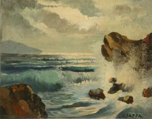 Rocky Coastal Scene With Crashing Waves by Federico Ciappa