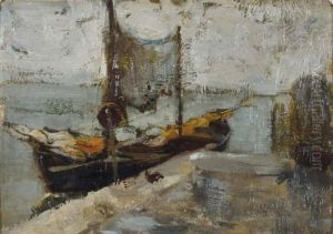 Venezia Con Barca by Guglielmo Ciardi