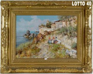 Paesaggio Di Capri Con Popolane by Giuseppe Giardiello