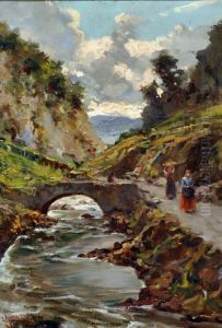Valle Dei Mulini Con Figure by Giuseppe Giardiello