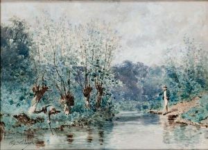Paysans Sur Un Chemin by Eugene Ciceri