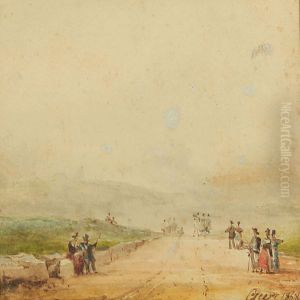 View From The Campagna With Numerous Persons