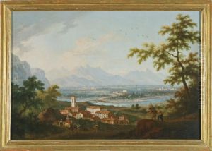Veduta Di Robassomero (torino) Con La Stura Dilanzo Nello Sfondo