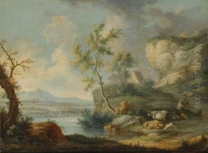 Paesaggio Con Figure by Angelo Antonio Cignaroli
