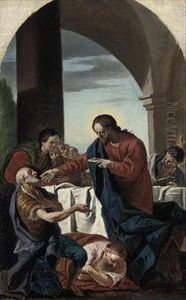 The Institution Of The Eucharist by Fra Felice Giuseppe Cignaroli