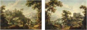 Paesaggio Con Cavaliere Su Cavallo Bianco Presso Un Fiume by Vittorio Amedeo Cignaroli