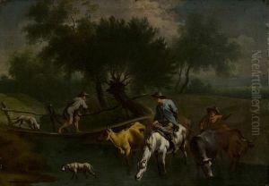 Paesaggio Con Viandanti Al Guado by Gianbattista Cimaroli