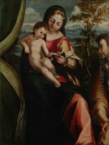 La Vergine Con Il Bambino E Un Santo by Antonio Cimatori