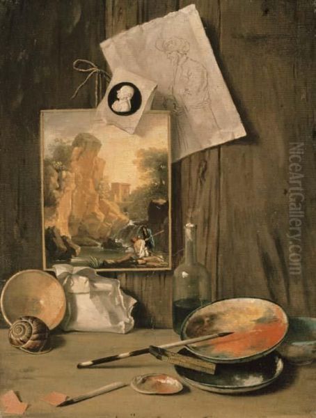 A Trompe L'oeil Still Life Of The Artist's Studio - view 1