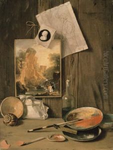 A Trompe L'oeil Still Life Of The Artist's Studio by Antonio Cioci or Ciocchi