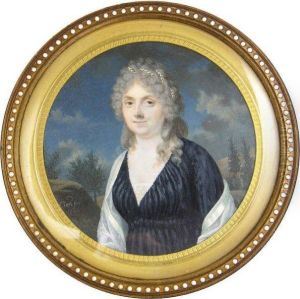 Femme En Robe Noire Miniature Ronde