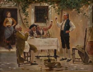 Frohliche Runde Vor Dem Haus
