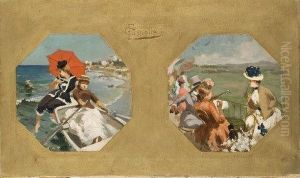Quattro Bozzetti Preparatori Per Gli Affreschi Del Soffittodel Palazzo Del Marchese Marignoli Al Corso A Roma by Fabio Cipolla