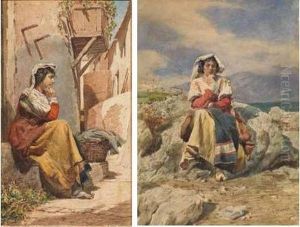 Pastorelle In Costume Laziale by Nazareno Cipriani