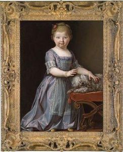 Portrait Of A Young Girl With Her Dog by Pier Francesco Cittadini