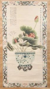 Lotus-filled Blue And White Dragon Planter by Empress Cixi Manchu-Chinese
